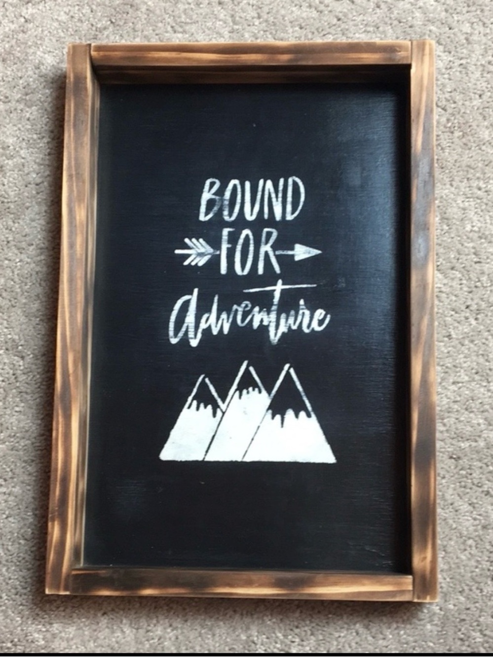 “Bound For Adventure” Wall Decor Rustic Wood Mountains Adventure Handcrafted